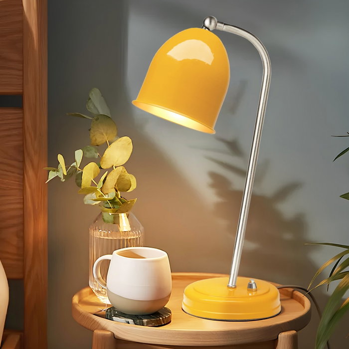 Opviq Lámpara de Mesa de Cuerpo Metálico Mostaza